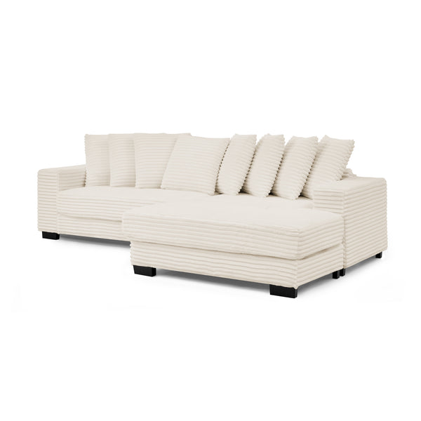 English Elm Corduroy Tufted Sleeper Sectional Sofa – L-Shaped Modular Design With Customizable Footrests In Beige W487S00342