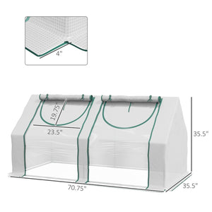 English Elm Outsunny Portable Outdoor Greenhouse Steel Frame Dual Pe Cover with Roll up Windows W2225P229275