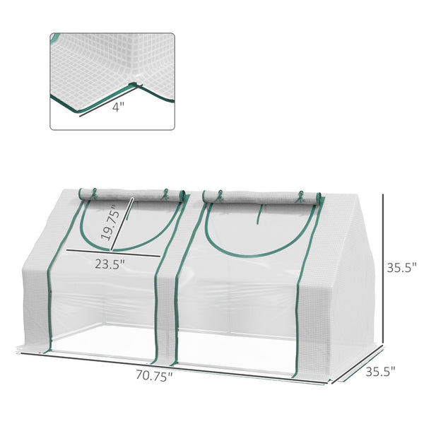 English Elm Outsunny Portable Outdoor Greenhouse Steel Frame Dual Pe Cover with Roll up Windows W2225P229275