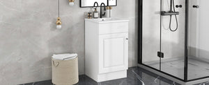 English Elm [video] Compact Sage Green Bathroom Vanity with Ceramic Sink Soft Close Cabinet White N759P237932K