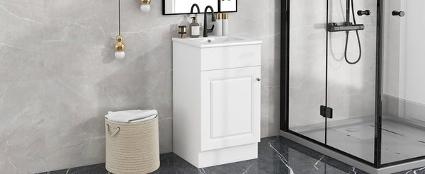 English Elm [video] Compact Sage Green Bathroom Vanity with Ceramic Sink Soft Close Cabinet White N759P237932K