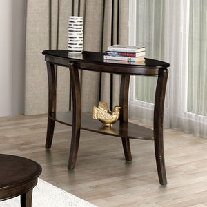 English Elm Traditional Oval Sofa Table With Open Shelf – Elegant Walnut Finish & Curved Legs For Classic Charm B2741P361124-GIGA