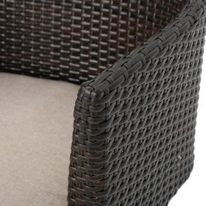 English Elm Christopher Knight Home® - KENNETH Brown Multi 3-Pc Chat Set – PE Rattan Bistro Outdoor Patio Seating with Waterproof Cushions and Iron Frame (Compact) 61209.00MBN