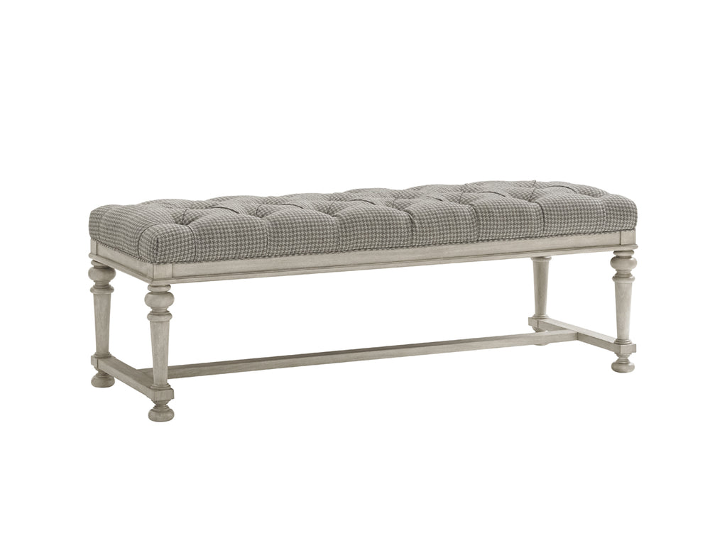 Lexington Bellport Tufted Upholstered Bench with Driftwood Elm Frame for Bedroom Entryway 1773-25-60