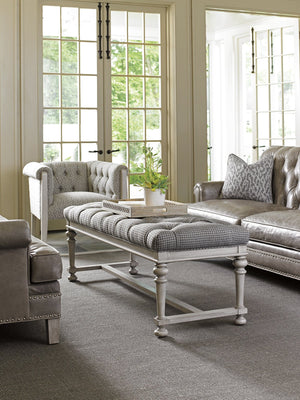 Lexington Bellport Tufted Upholstered Bench with Driftwood Elm Frame for Bedroom Entryway 1773-25-60