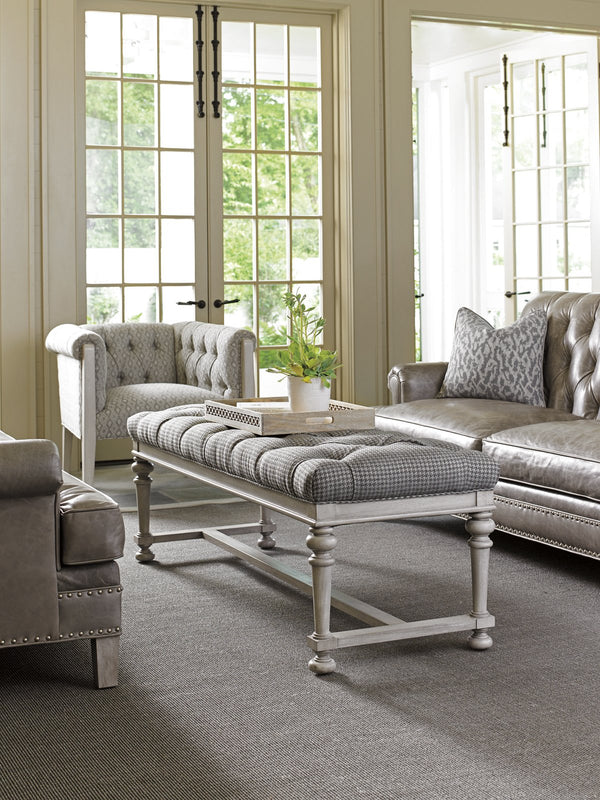Lexington Bellport Tufted Upholstered Bench with Driftwood Elm Frame for Bedroom Entryway 1773-25-60
