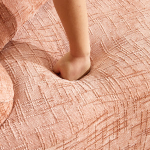 English Elm Pink Curved Two-Person Chenille Sofa with Armrests & 2 Pillows — Compact, Spring-Foam Support W3612P350755
