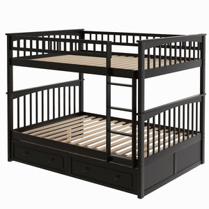 English Elm Full Over Bunk Bed Convertible Pine Frame with Storage Drawers for Kids Rooms Espresso GX000241AAP