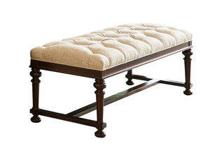 Lexington Tommy Bahama Home Bellport Bed Bench - Traditional British Colonial Design With Tufted Seat & Rich Tamarind Finish  Wood 1773-25-44