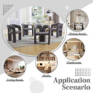 English Elm Contemporary Velvet Upholstered Barrel Accent Chair Set of 2 with Foam Seat, Steel Frame, Plush Upholstery Gray W395P224765