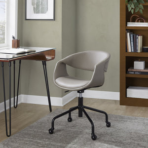 English Elm Task Chair with Chrome Five Star Base Grey Fabric Seat for Modern Home Office Use Black,Light Grey B202P474191