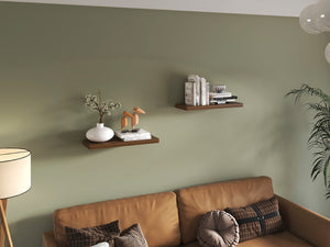 English Elm Ecco 31.5" Walnut Floating Shelves Set of 2 with Hidden Brackets, Sturdy Matte Finish Display Storage B200P350337