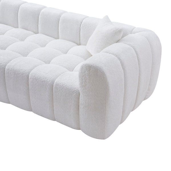 English Elm Marshmallow Cloud Sofa Oversized Boucle Four Seat Channel Tufted Living Room Couch White W5515P495925