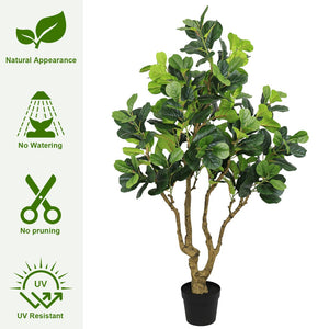 English Elm 7ft Artificial Banyan Silk Leaf Tree Freestanding Potted Faux Greenery for Home Office W2945P359511