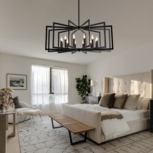 English Elm 12light Tiered Lantern Chandelier Matte Black Metal Industrial Farmhouse Foyer Fixture W5008P465323