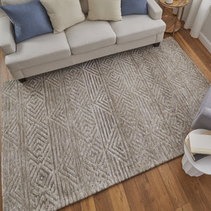 Feizy Rugs Colton Geometric Low Pile Area Rug – Stain Resistant, Soft Micro-polyester For Modern Home Decor Tan,Ivory,Brown Polyester 8748791fbrn000c50