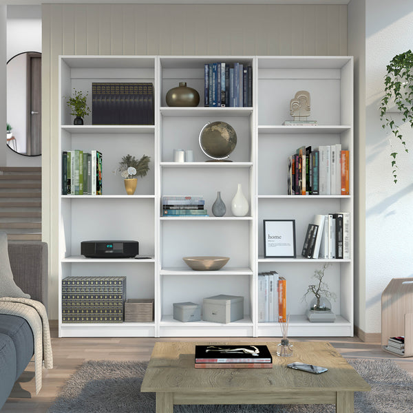English Elm Lainor 3-Piece Home Bookcase Set with 13 Shelves, Durable Manufactured Wood, Modern Display Storage White 41 L x 28 W x 5 H B070S00270