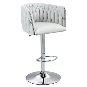 English Elm 360° Swivel Bar Stools Set of 2 with High-Rebound Cushions, Adjustable Counter Height, Sleek Chrome Frame for Kitchen Island and Cafe Seating Beige W2215P184992