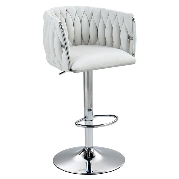 English Elm 360° Swivel Bar Stools Set of 2 with High-Rebound Cushions, Adjustable Counter Height, Sleek Chrome Frame for Kitchen Island and Cafe Seating Beige W2215P184992