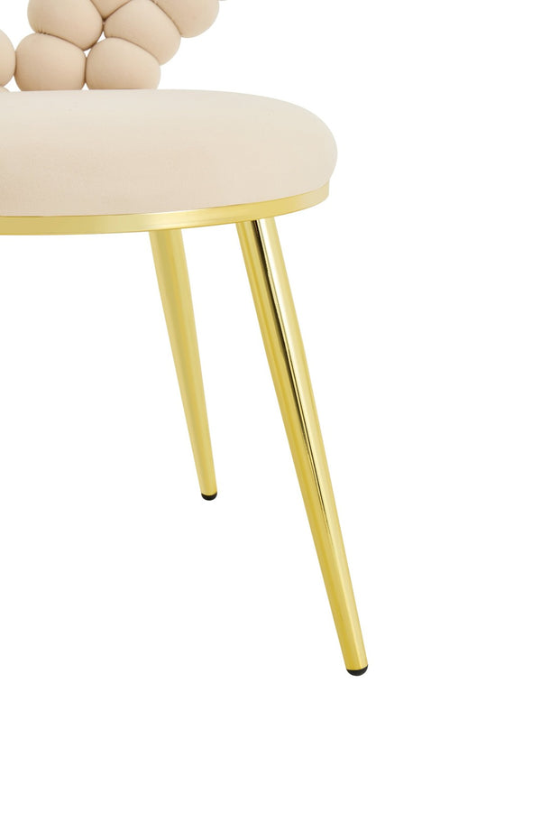 English Elm Unique Heart Shaped Bubble Tufted Velvet Accent Chair Glam Metal Frame Vanity Seat Beige,Gold W3875P446139