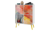 Manhattan Comfort Avesta Mid-Century Modern Double Cabinet White, Color Stamp and Yellow 177AMC132