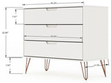 Manhattan Comfort Rockefeller Mid-Century Modern 3- Piece Bedroom Dresser Set White 177GMC1