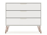 Manhattan Comfort Rockefeller Mid-Century Modern 3- Piece Bedroom Dresser Set White 177GMC1