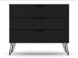 Manhattan Comfort Rockefeller Mid-Century Modern 3- Piece Bedroom Dresser Set Black 177GMC2