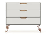 Manhattan Comfort Rockefeller Mid-Century Modern 3- Piece Bedroom Dresser Set Off White and Nature 177GMC3