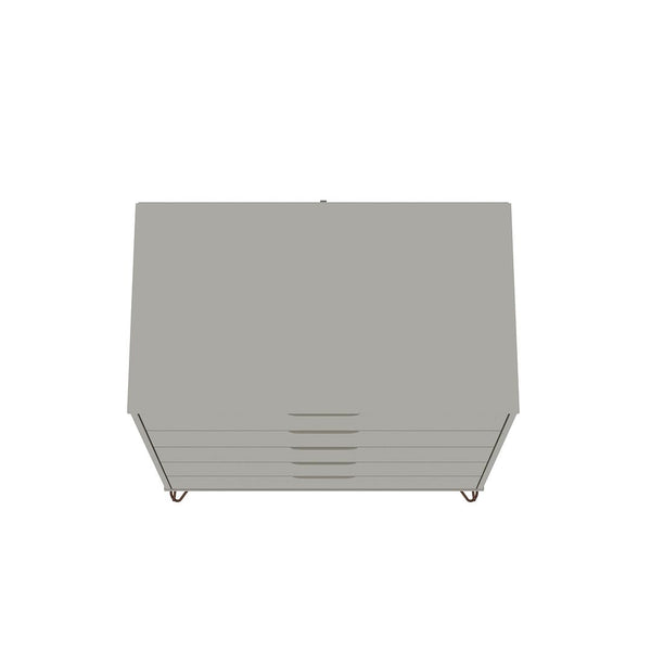 Manhattan Comfort Rockefeller Mid-Century Modern 3- Piece Bedroom Dresser Set Off White and Nature 177GMC3