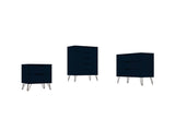 Manhattan Comfort Rockefeller Mid-Century Modern 3- Piece Bedroom Dresser Set Tatiana Midnight Blue 177GMC4