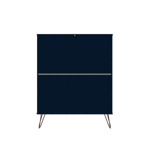 Manhattan Comfort Rockefeller Mid-Century Modern 3- Piece Bedroom Dresser Set Tatiana Midnight Blue 177GMC4