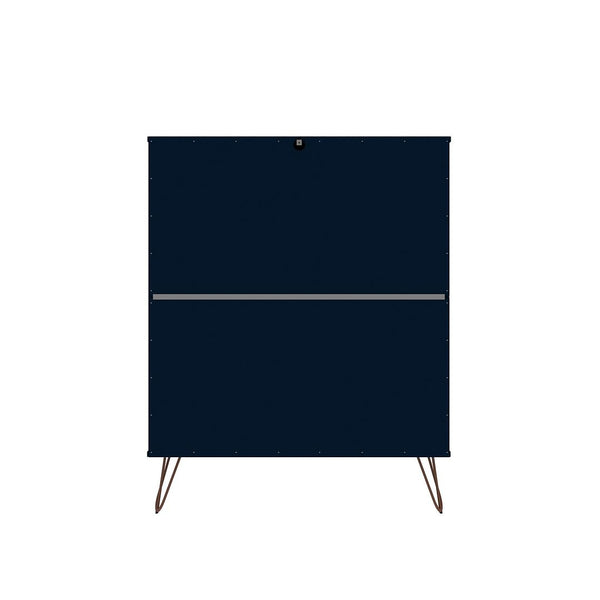 Manhattan Comfort Rockefeller Mid-Century Modern 3- Piece Bedroom Dresser Set Tatiana Midnight Blue 177GMC4