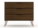 Manhattan Comfort Rockefeller Mid-Century Modern 3- Piece Bedroom Dresser Set Brown 177GMC5