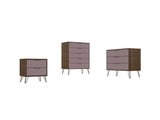 Manhattan Comfort Rockefeller Mid-Century Modern 3- Piece Bedroom Dresser Set Nature and Rose Pink 177GMC6