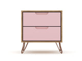 Manhattan Comfort Rockefeller Mid-Century Modern 3- Piece Bedroom Dresser Set Nature and Rose Pink 177GMC6