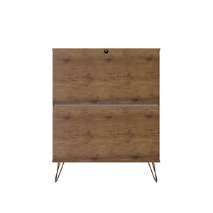 Manhattan Comfort Rockefeller Mid-Century Modern 3- Piece Bedroom Dresser Set Nature and Rose Pink 177GMC6