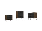 Manhattan Comfort Rockefeller Mid-Century Modern 3- Piece Bedroom Dresser Set Nature and Textured Grey 177GMC7