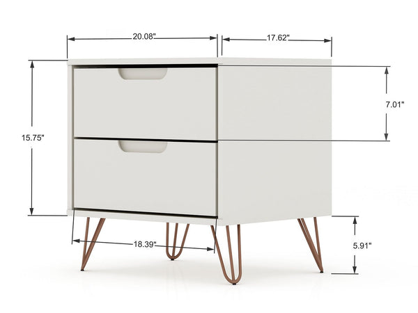 Manhattan Comfort Rockefeller Mid-Century Modern 3- Piece Bedroom Dresser Set Off White 177GMC8
