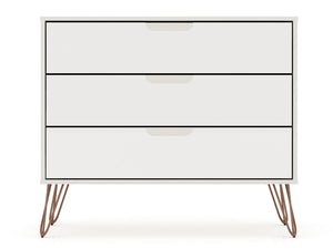 Manhattan Comfort Rockefeller Mid-Century Modern 3- Piece Bedroom Dresser Set Off White 177GMC8