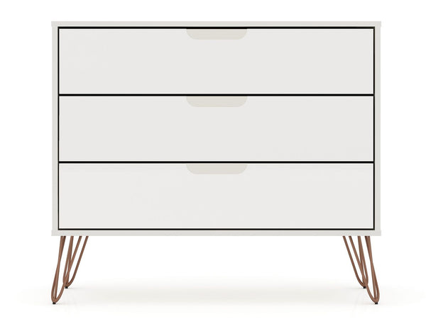 Manhattan Comfort Rockefeller Mid-Century Modern 3- Piece Bedroom Dresser Set Off White 177GMC8