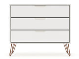 Manhattan Comfort Rockefeller Mid-Century Modern 3- Piece Bedroom Dresser Set Off White 177GMC8