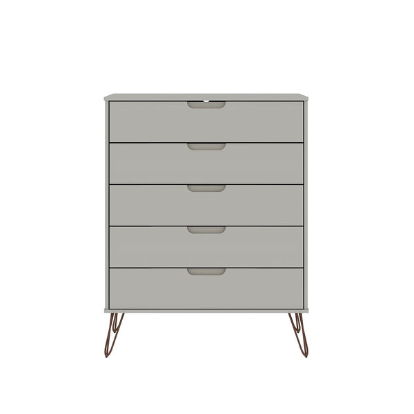 Manhattan Comfort Rockefeller Mid-Century Modern 3- Piece Bedroom Dresser Set Off White 177GMC8