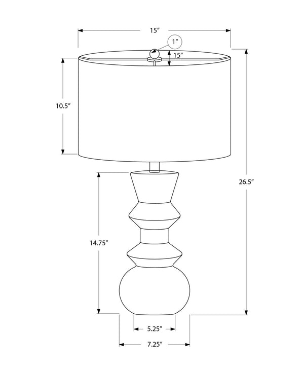 English Elm Lighting, Geometric Cream Ceramic Table Lamp with Ivory Drum Shade for Bedside or Office B2710P221320