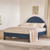 Queen Metal and Upholstered Bed with Arched Headboard Blue GASB5CBU Walker Edison