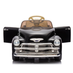 English Elm 12v Chevrolet 3100 Licensed Vintage Pickup Ride on Truck with Led Lights and Parent Remote Black W1578P214177
