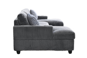 English Elm Multifunctional Corduroy Modular Sectional with Dual Chaise Cup Holders Living Room Dark Gray B2730S00072