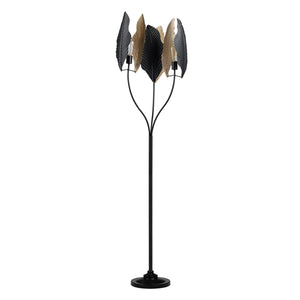 Crestview Collection 66.25"H Metal Floor Lamp - Elegant Palm Leaf Design With Gold Interior & Triple Light Torchiere   Cvazer181