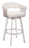 Bantry Swivel Barstool White 110046 Zuo Modern