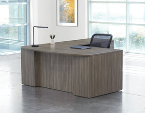 OSP Home Furnishings Napa Executive L-shape Bow Top Desk with Cable Management for Corner Office Use NAPURB-TYP208